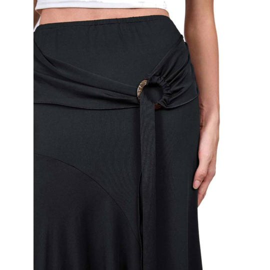 Damen Eleganter maxi Rock mit asymmetrischem Schnitt und praktischem Bindegürtel R&B