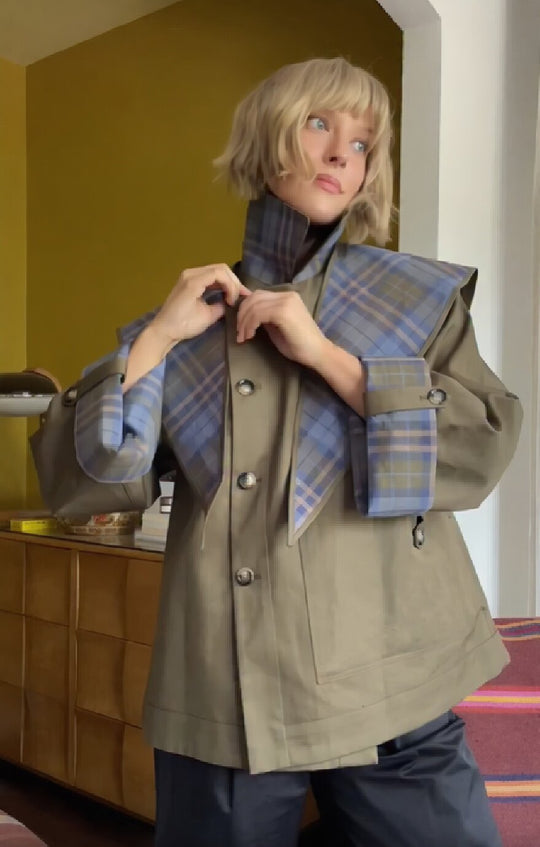 Damen Modische Jacke mit außergewöhnlichem Kragen und einzigartigem Design R&B
