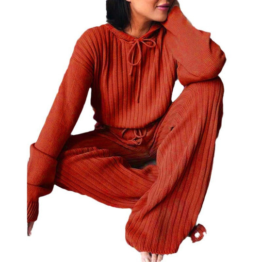 Damen Relaxed Fit Sweater-Set mit Kapuze und weiten Hosen R&B
