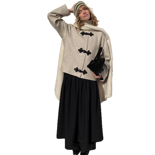 Damen elegante Cabanjacke mit dekorativem Knopfverschluss R&B