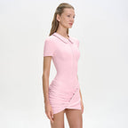 Damen Figurbetontes Minikleid mit Kragen und Reißverschluss R&B