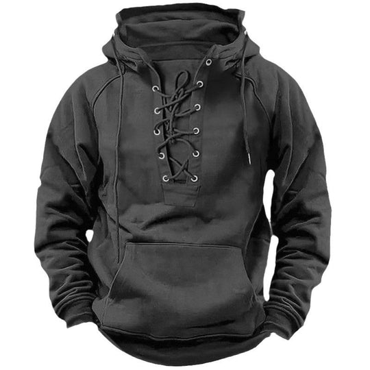 Herren Kapuzensweatshirt mit modischer Schnürung und weichem Innenfutter R&B