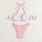 Damen Triangel-Bikini mit raffinierten Kettenakzenten und hochwertiger Rippstruktur
