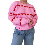 Damen gemütlicher Pullover mit Herzmuster R&B