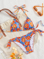 Damen floral gemusterter Triangel-Bikini R&B