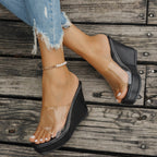 Damen Plattform-Sandalen mit transparentem Obermaterial und rutschfester Sohle R&B