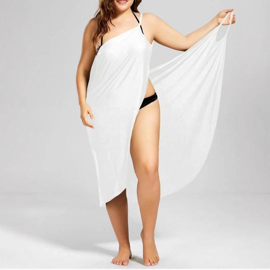 Damen nan vielseitiges Strand-Pareo-Wickelkleid mit Spaghettiträgern und asymmetrischem Saum R&B