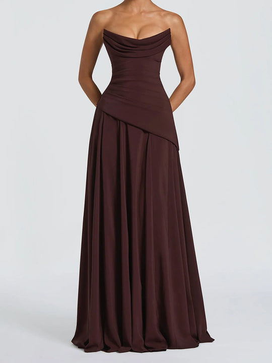 Damen elegantes maxikleid mit schulterfreiem Design und raffinierten Drapierungen R&B