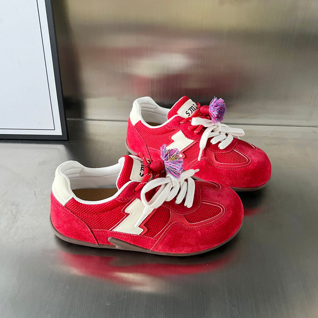 Damen Sportliche Sneaker mit atmungsaktiver Mesh-Oberfläche und buntem Quasten-Detail R&B