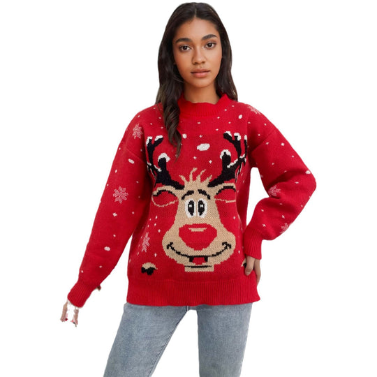 Damen Weihnachts-Pullover mit lebhaftem Rentier-Motiv R&B