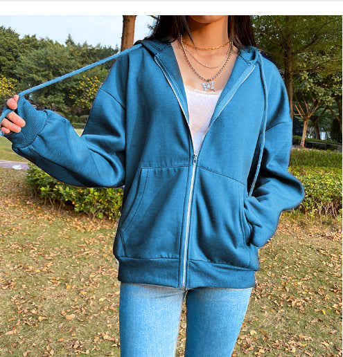 Damen bequeme Kapuzenjacke mit praktischen Taschen und lässigem Schnitt R&B