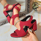 Damen Offene High Heel Sandalen mit komfortablem Blockabsatz und modischem Schnitt R&B