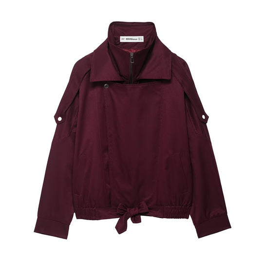 Damen modische Übergangsjacke mit seitlichem Reißverschluss und taillierbarem Kordelzug R&B
