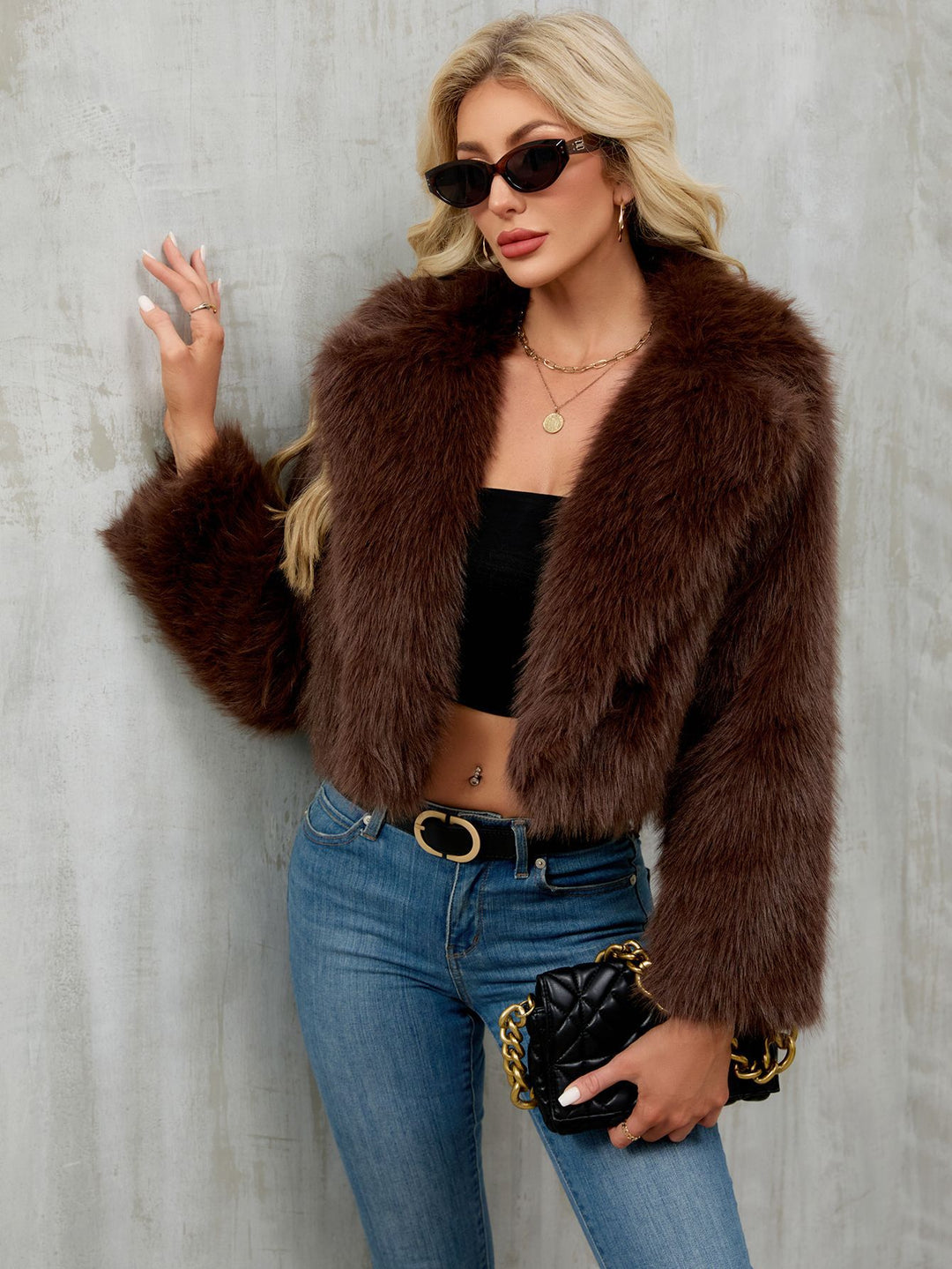 Damen Eleganter Kunstfellbolero R&B