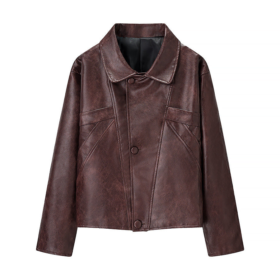 Damen Kunstlederjacke mit strukturiertem Design und praktischen Taschen R&B