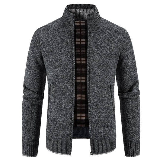 Herren Strickjacke mit hohem Kragen und praktischen Reißverschlusstaschen R&B