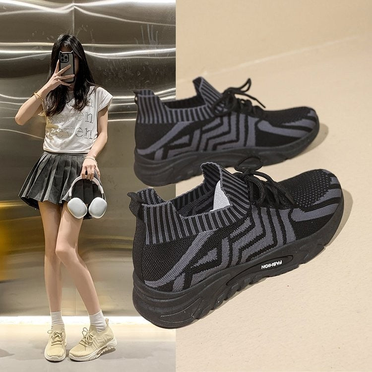 Damen Sportliche Sneakers mit flexibler Strick-Oberfläche und komfortabler Dämpfung R&B