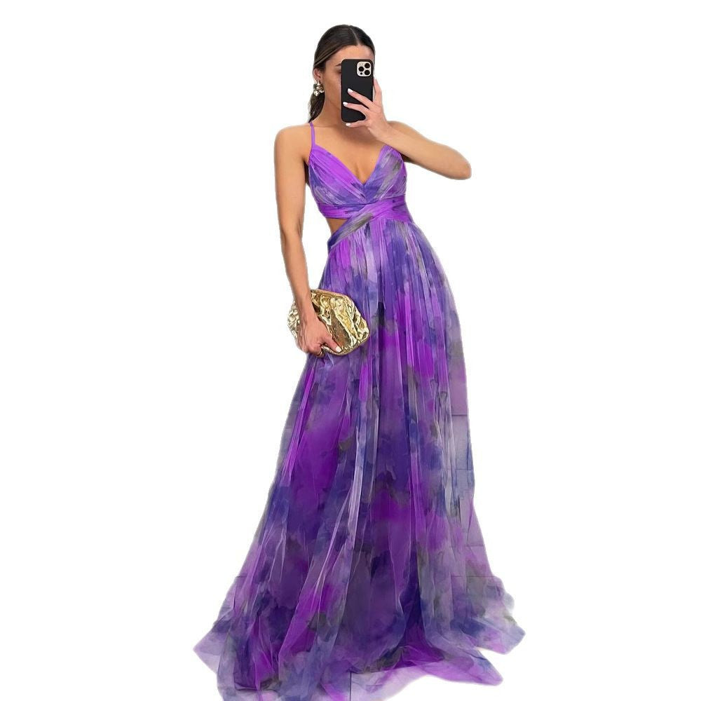 Damen Abendkleid mit fließendem Chiffon und eleganter Wickeloptik R&B
