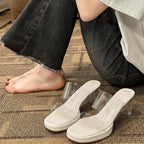 Damen transparente Mules mit blockiertem Absatz R&B