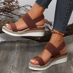 Damen Plateau-Sandalen mit dualem Riemen und entspannter Jute-Optik R&B