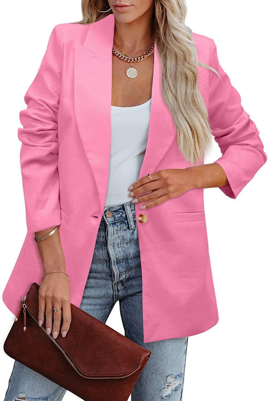 Damen Eleganter Freizeitblazer mit Lässigem Schnitt und Zwei Taschen R&B