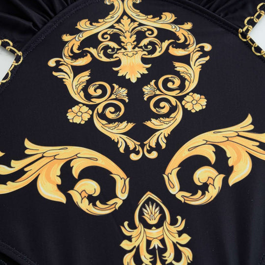 Damen Einteiler Badeanzug mit elegantem Muster und schimmernden Details R&B
