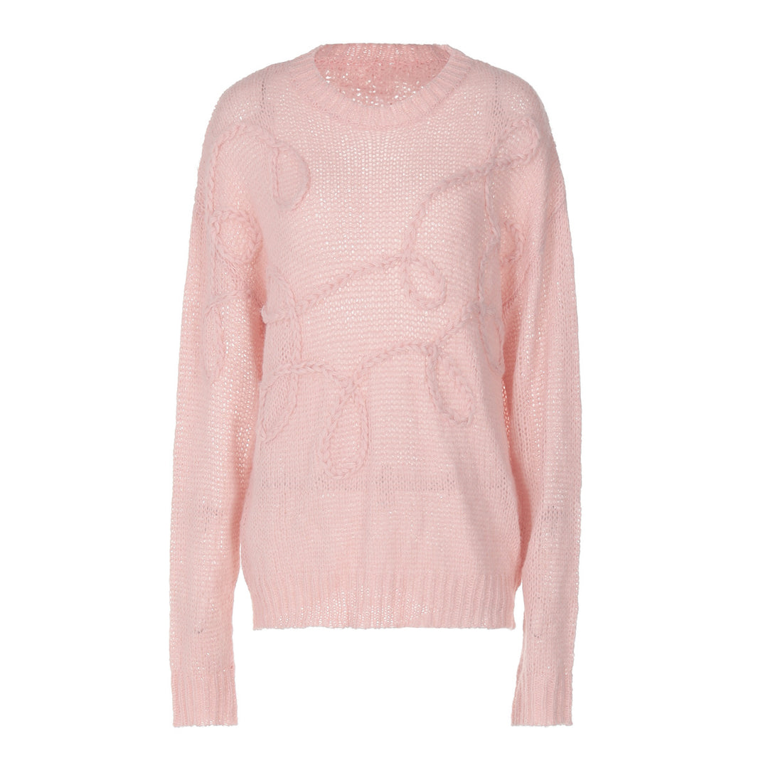 Damen Strickpullover mit floralem Garnmuster R&B