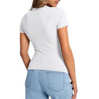 Damen figurbetontes Kurzarm-T-Shirt aus elastischem Material R&B