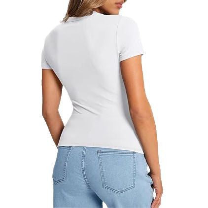 Damen figurbetontes Kurzarm-T-Shirt aus elastischem Material R&B