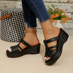 Damen Wedge-Pantoletten mit elegantem Geflecht und komfortablem Fußbett R&B