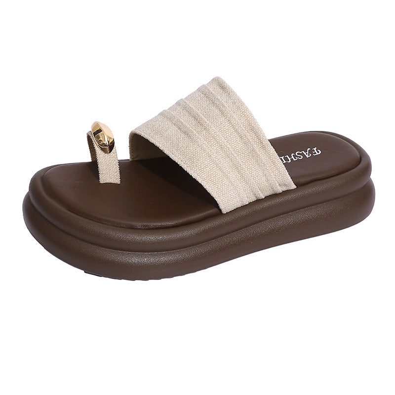 Damen Stylish Zehentrenner-Sandalen mit komfortabler gepolsterter Sohle und dekorativem Riemen R&B