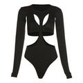 Damen Cut-Out Badeanzug mit langen Ärmeln und hohem Ausschnitt R&B