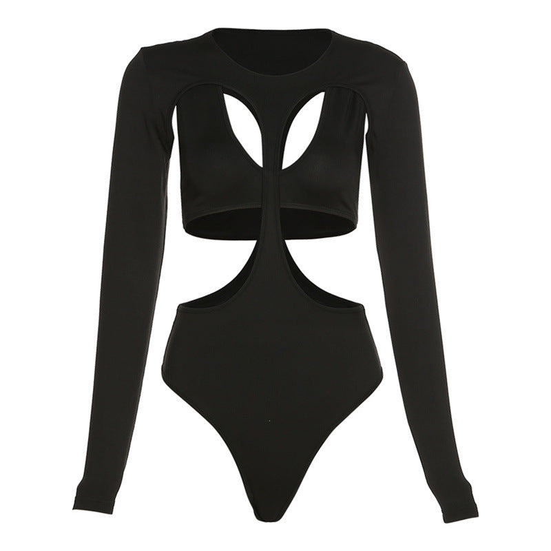 Damen Cut-Out Badeanzug mit langen Ärmeln und hohem Ausschnitt R&B