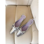 Damen Slingback Pumps mit schimmerndem Obermaterial und zarter Schleifenapplikation R&B