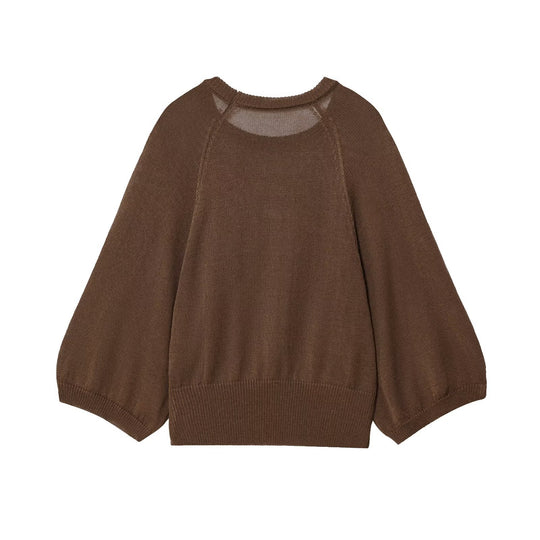 Damen lässiger Pullover mit überschnittenen Ärmeln und Rundhalsausschnitt R&B