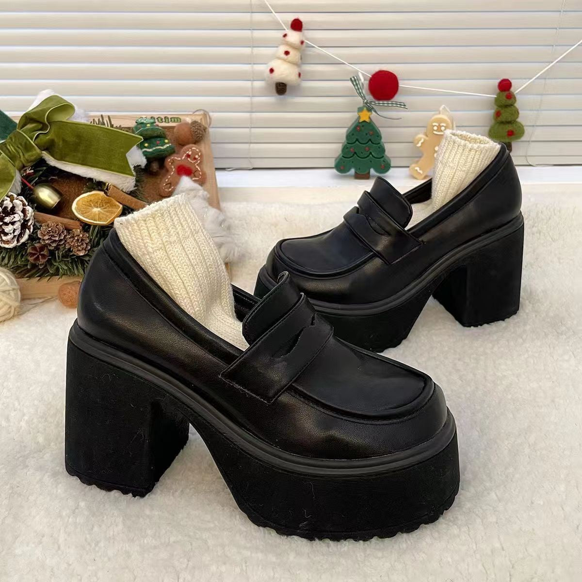 Damen Plateau-Loafers mit robustem Chunky-Absatz R&B