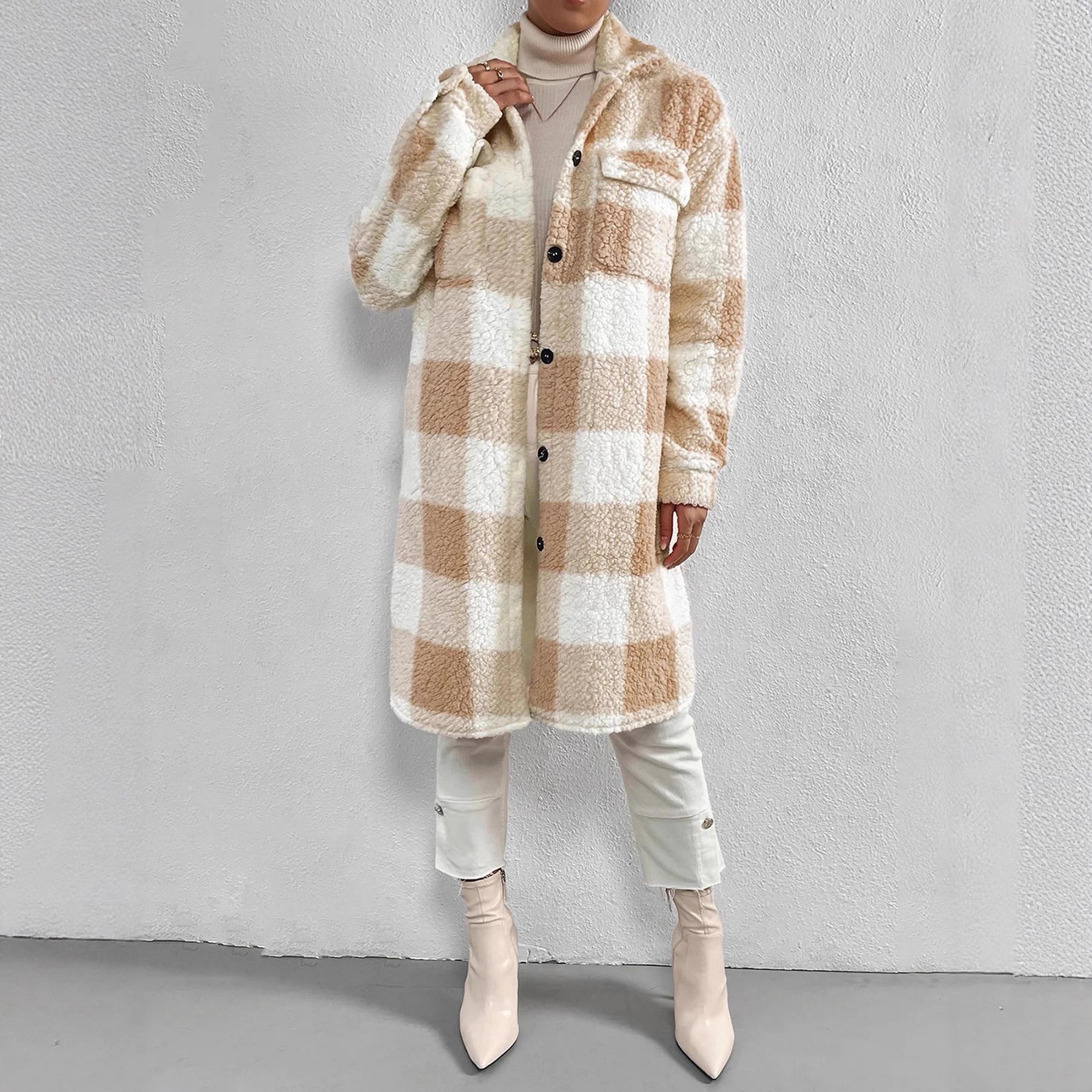 Damen Kuschelige Karojacke R&B