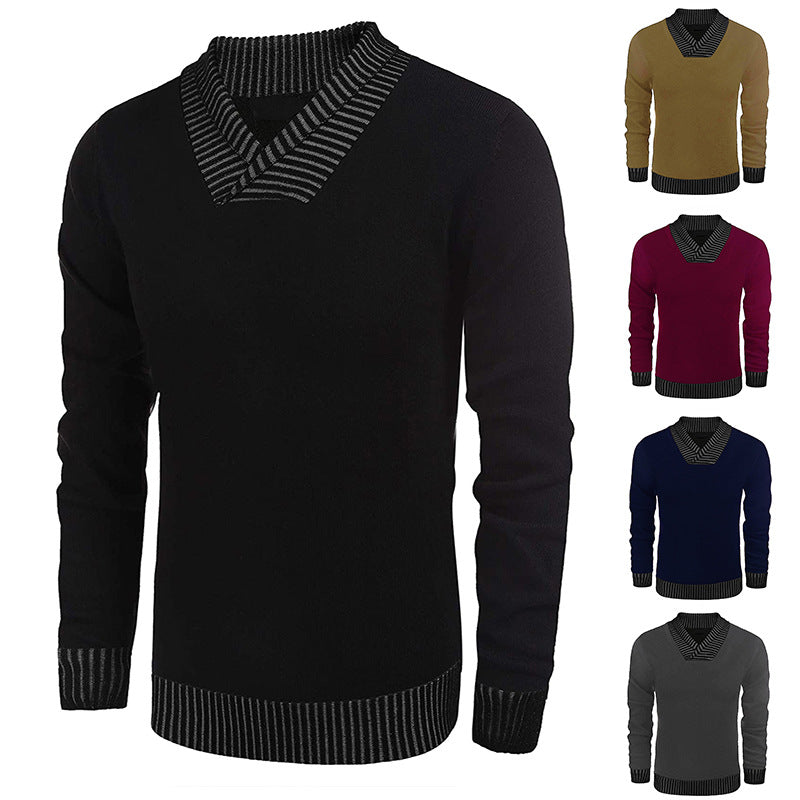 Herren eleganter Strickpullover mit modernem Schalkragen und strukturiertem Oberteil R&B