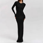 Damen Elegantes Langarm-Maxikleid mit figurformendem Schnitt und hohem Komfort R&B
