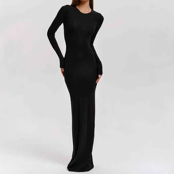 Damen Elegantes Langarm-Maxikleid mit figurformendem Schnitt und hohem Komfort R&B