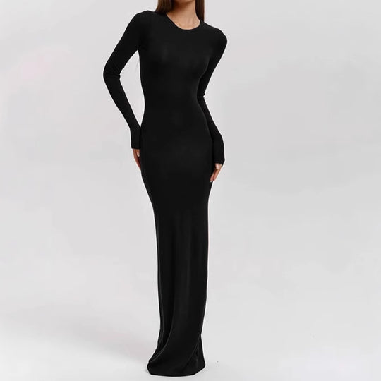Damen Elegantes Langarm-Maxikleid mit figurformendem Schnitt und hohem Komfort R&B