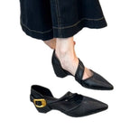 Damen elegante Slingback-Pumps mit modischem Riemchen und stabiler Sohle R&B