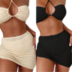 Damen Bandeau-Bikini mit verstellbaren Trägern und schnürbarem Rock R&B