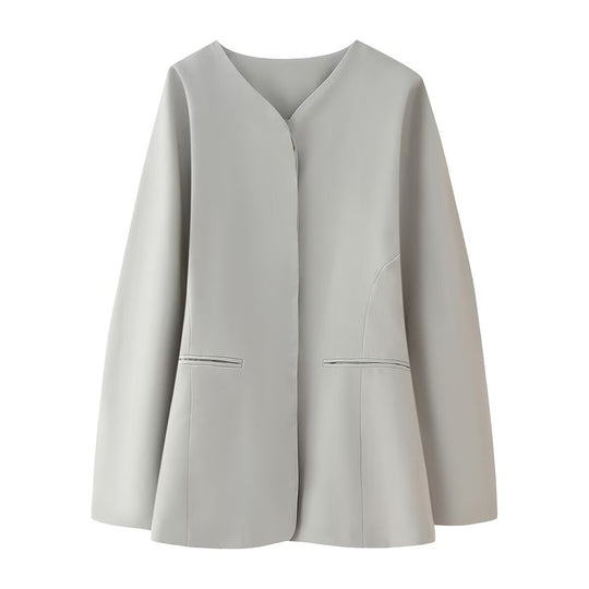 Damen modische Jacke mit minimalistischer Schnittführung und seitlichen Taschen R&B