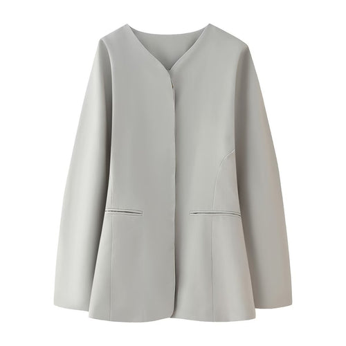 Damen modische Jacke mit minimalistischer Schnittführung und seitlichen Taschen R&B