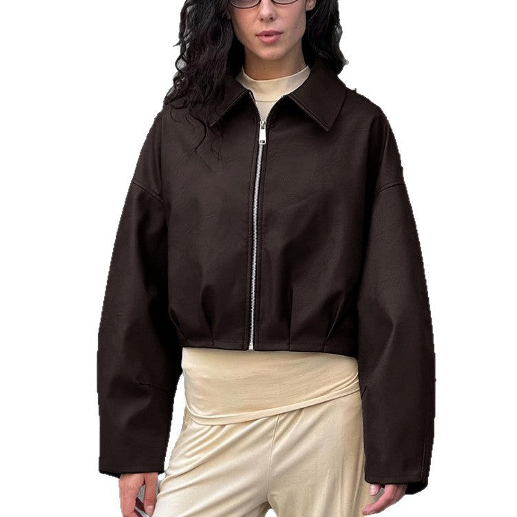Damen modische cropped jacke mit voluminösen Ärmeln R&B