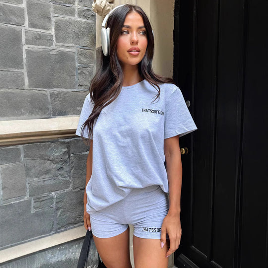 Damen Lounge-Set mit lässigem T-Shirt und Shorts R&B