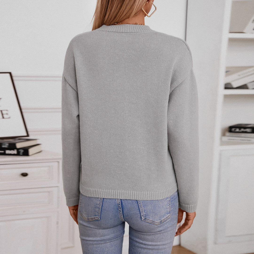 Damen lässiger Pullover mit Knopfdetails und Brusttasche R&B