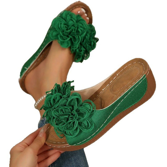 Damen modische Pantoletten mit floralem Detail und Komfortsohle R&B