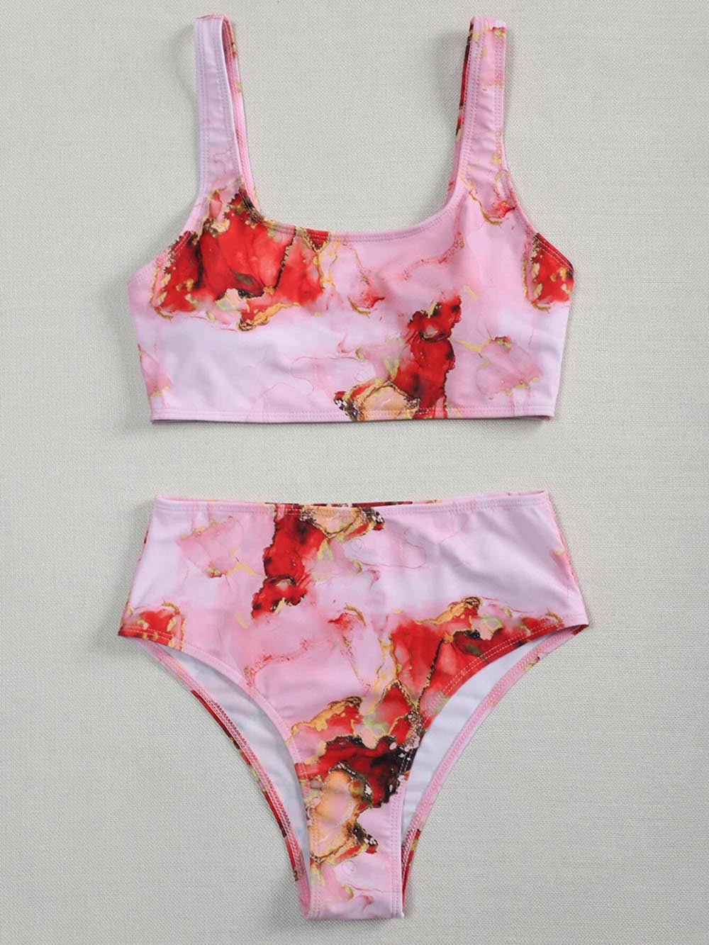 Damen Asymmetrisches Bikini-Set mit geknotetem Oberteil R&B